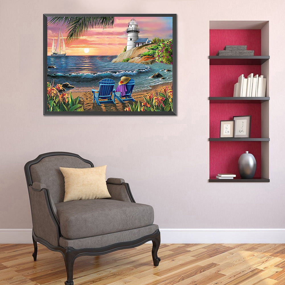 Beach Scenery - Full Round Drill Diamond Painting 40*30CM