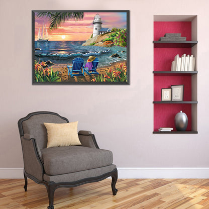Beach Scenery - Full Round Drill Diamond Painting 40*30CM