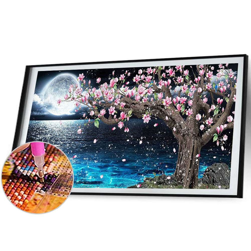 Moon Peach Blossoms - Full Round Drill Diamond Painting 80*40CM