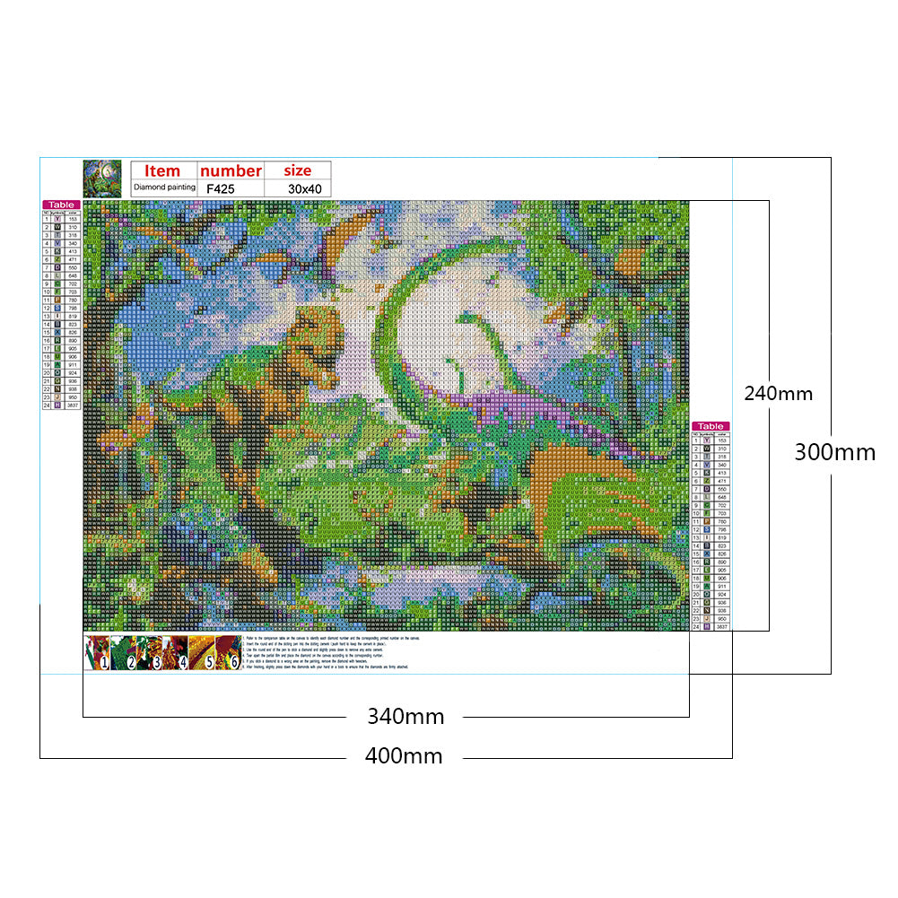 Dinosaur World - Full Square Drill Diamond Painting 40*30CM