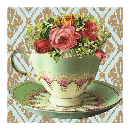 Tea Set Bouquet - Full Round Drill Diamond Painting 30*30CM