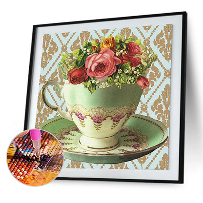 Tea Set Bouquet - Full Round Drill Diamond Painting 30*30CM