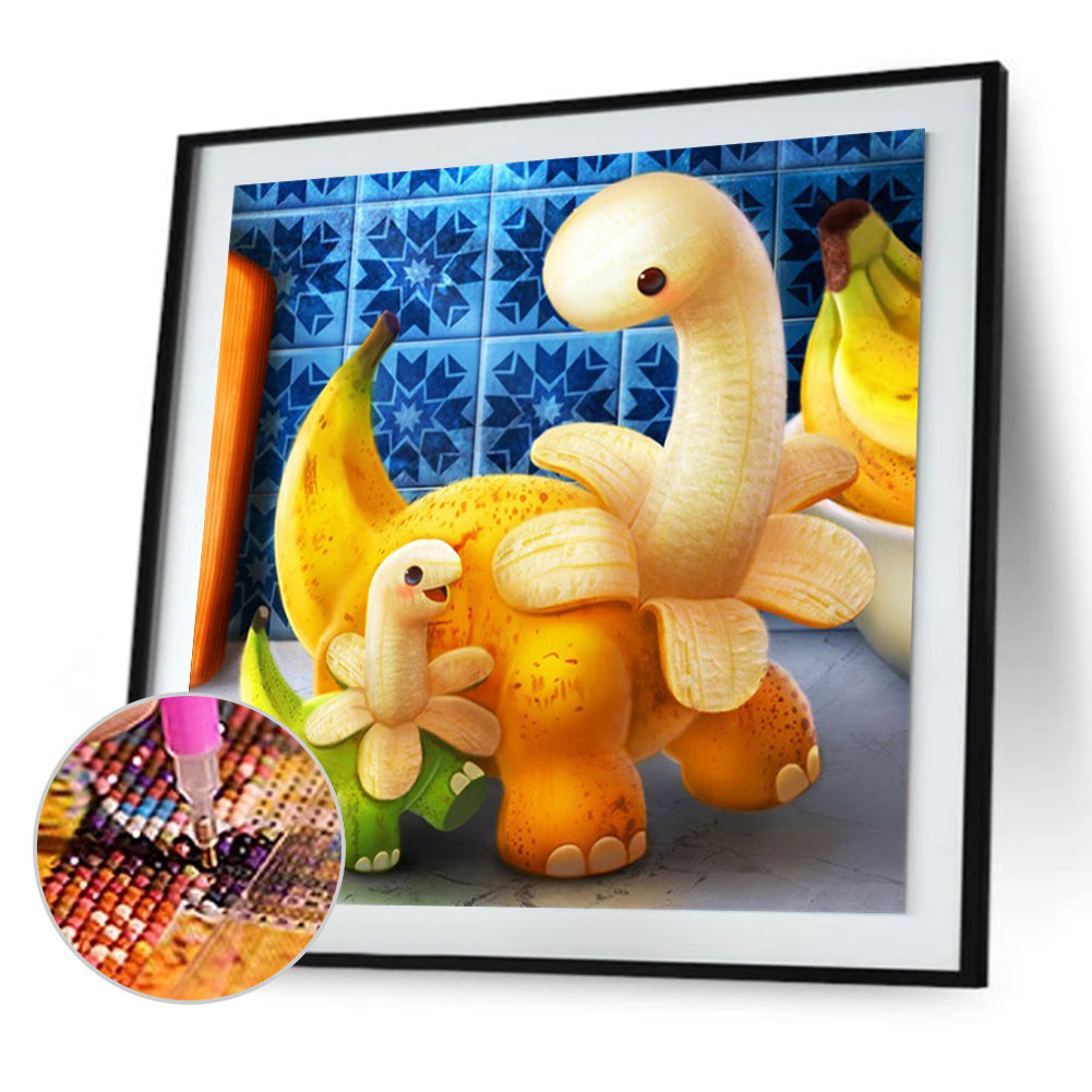 Cute Little Dinosaur - Full Round Drill Diamond Painting 30*30CM