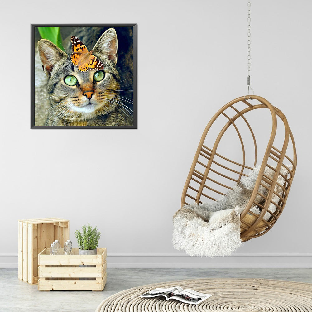 Cat - Full Round Drill Diamond Painting 30*30CM