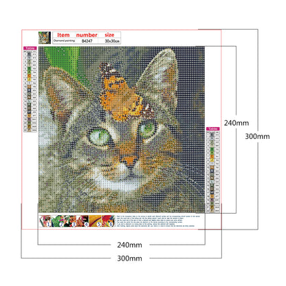 Cat - Full Round Drill Diamond Painting 30*30CM