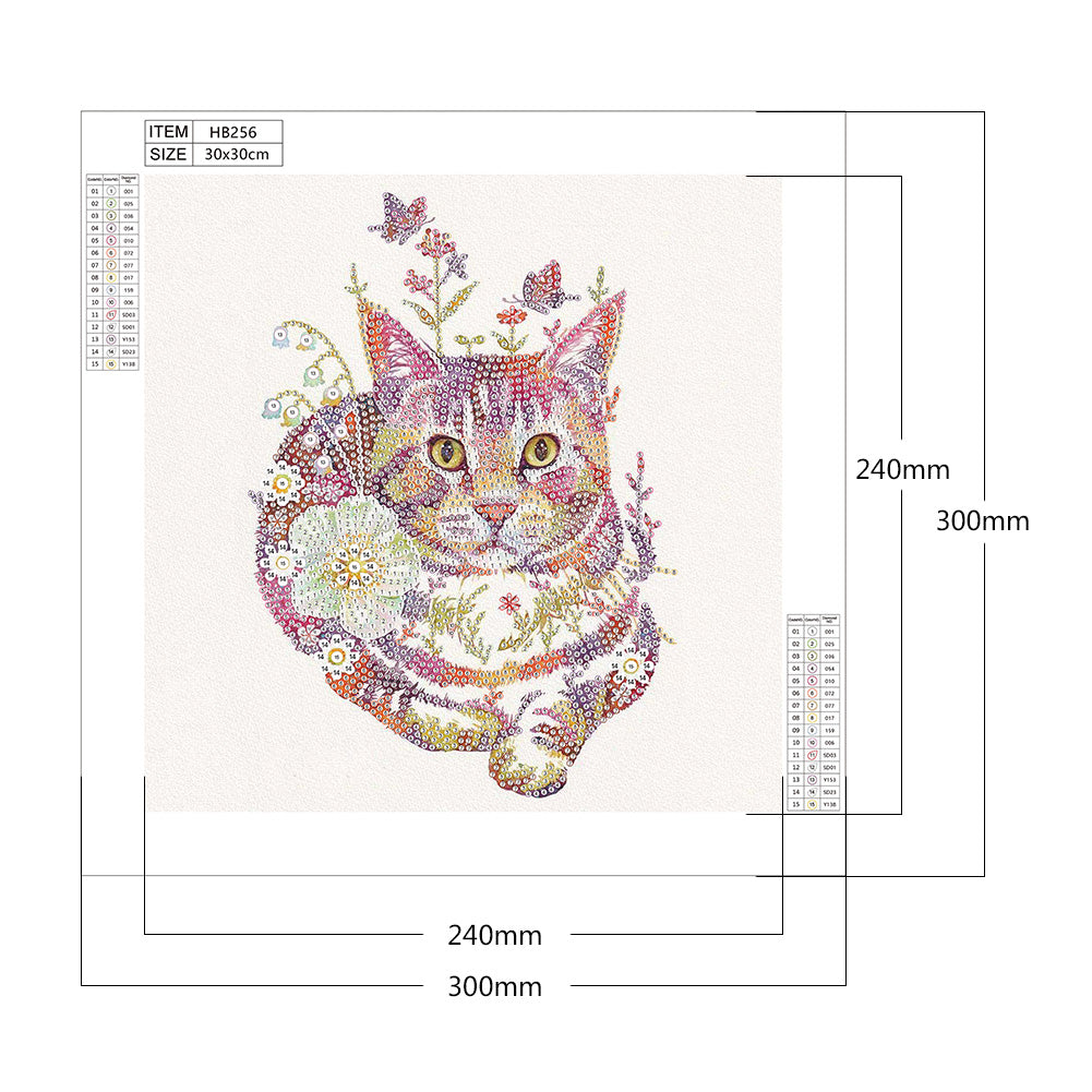 Flower Cat - Special Shaped Drill Diamond Paiting 30*30CM