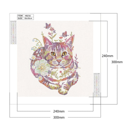 Flower Cat - Special Shaped Drill Diamond Paiting 30*30CM