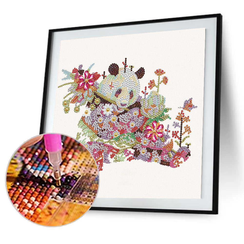 Flower Panda - Special Shaped Drill Diamond Paiting 30*30CM