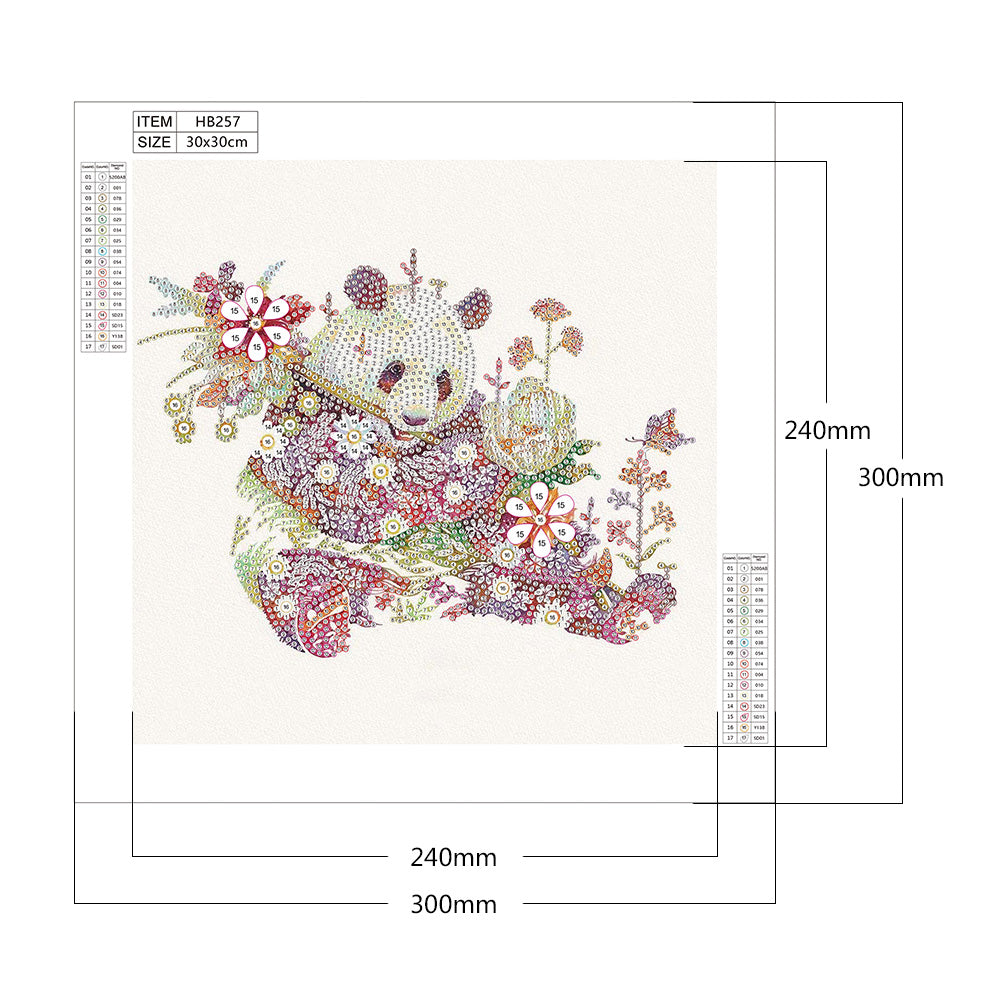 Flower Panda - Special Shaped Drill Diamond Paiting 30*30CM
