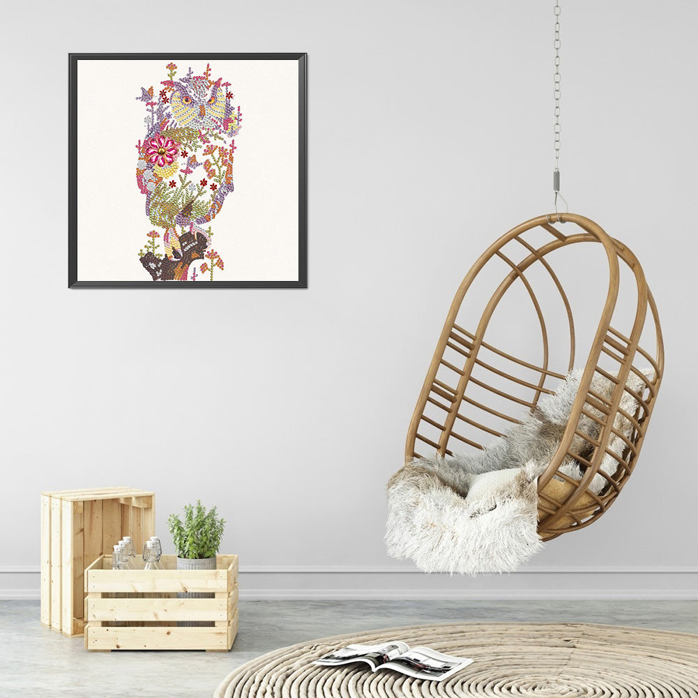 Floral Owl - Special Shaped Drill Diamond Paiting 30*30CM