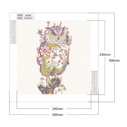 Floral Owl - Special Shaped Drill Diamond Paiting 30*30CM
