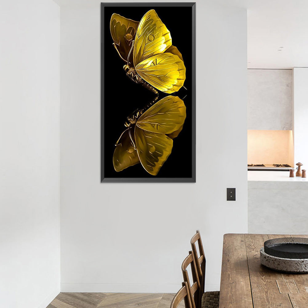 Golden Butterfly - Full Round Drill Diamond Painting 40*80CM