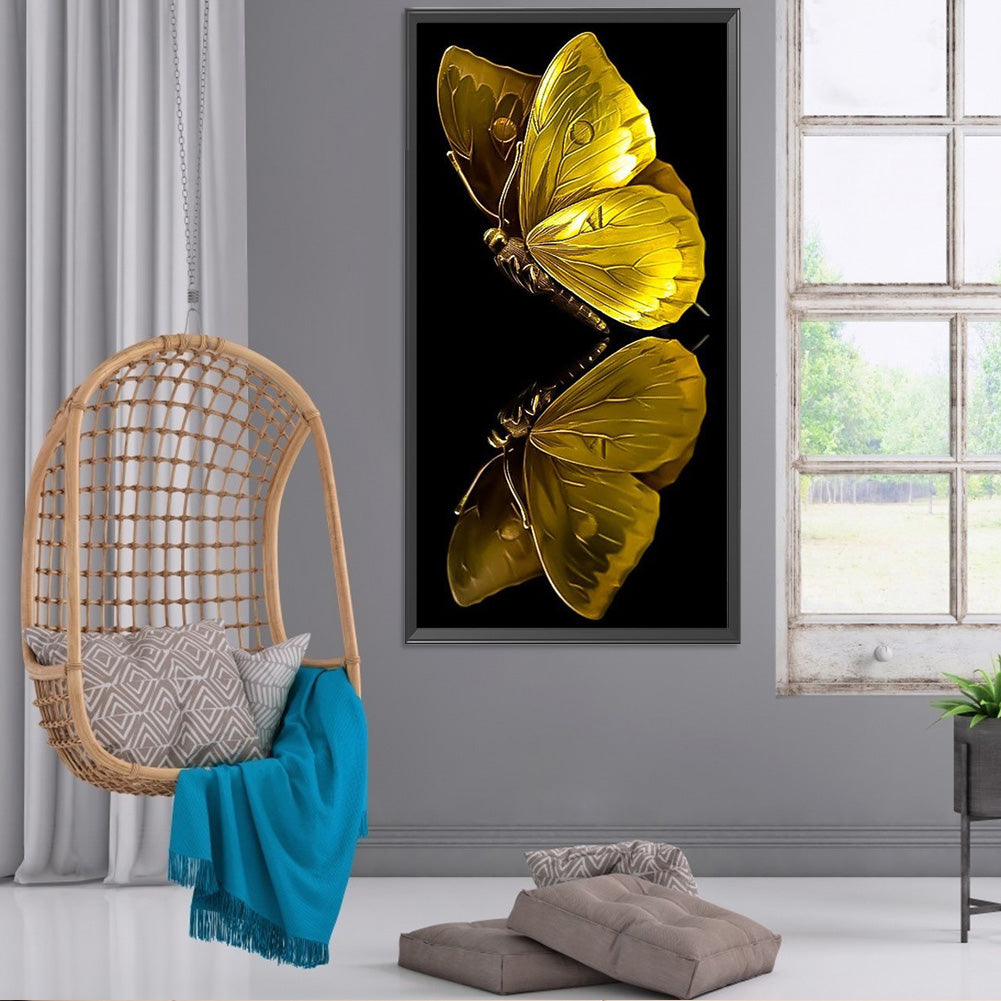 Golden Butterfly - Full Round Drill Diamond Painting 40*80CM