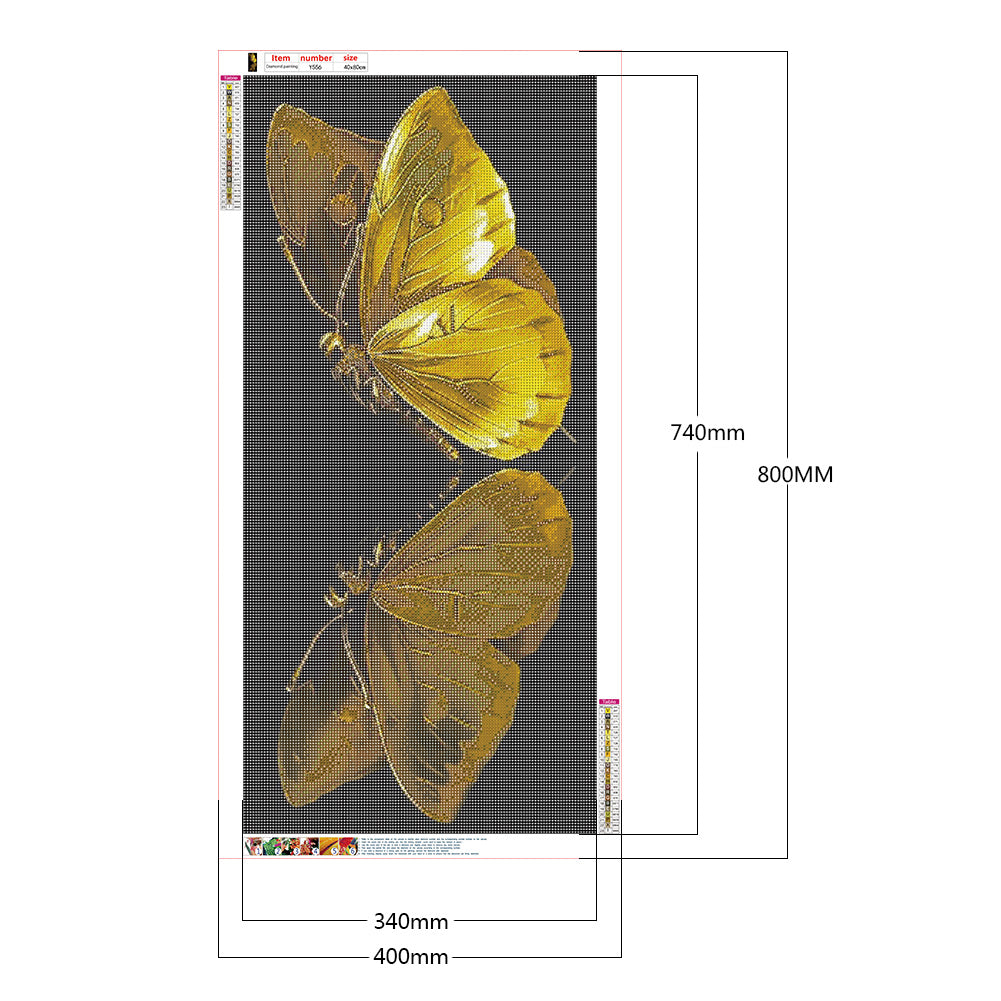 Golden Butterfly - Full Round Drill Diamond Painting 40*80CM