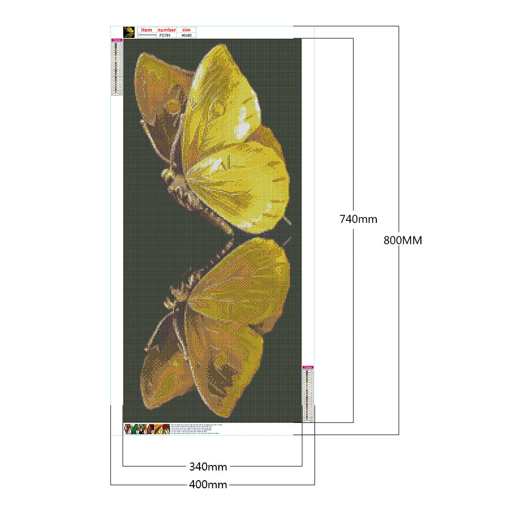 Golden Butterfly - Full Square Drill Diamond Painting 40*80CM