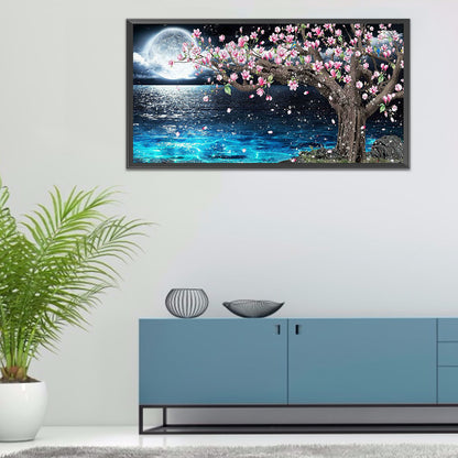 Peach Tree Under The Moon - Full Square Drill Diamond Painting 80*40CM