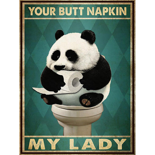 Funny Panda Goes To The Toilet - Full Round Drill Diamond Painting 30*40CM