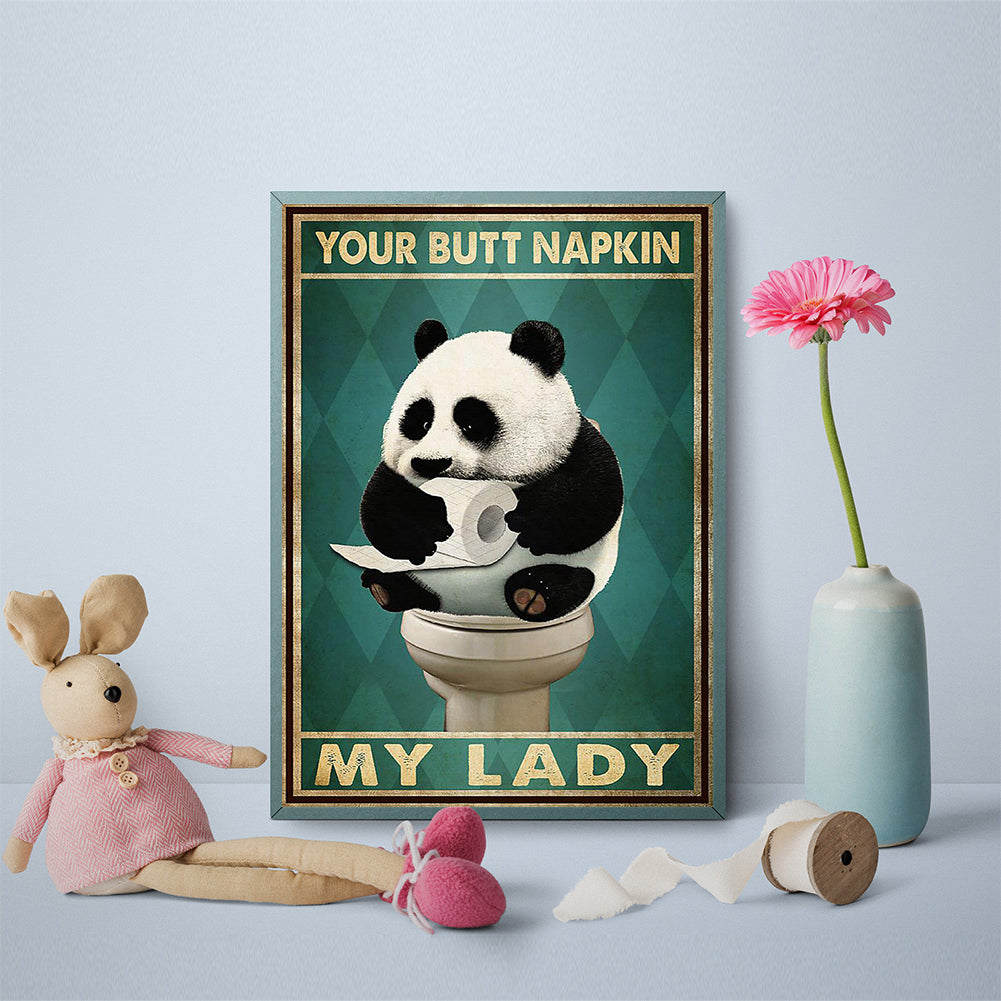 Funny Panda Goes To The Toilet - Full Round Drill Diamond Painting 30*40CM