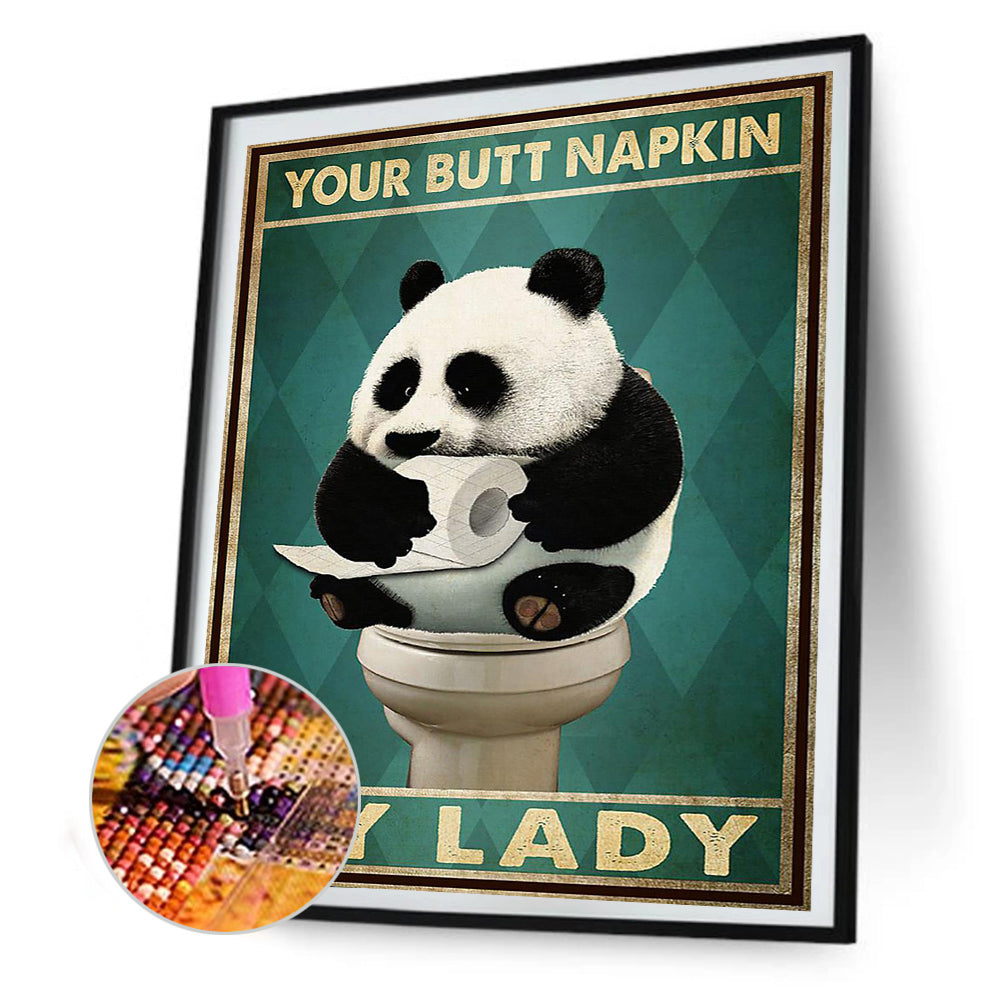 Funny Panda Goes To The Toilet - Full Round Drill Diamond Painting 30*40CM