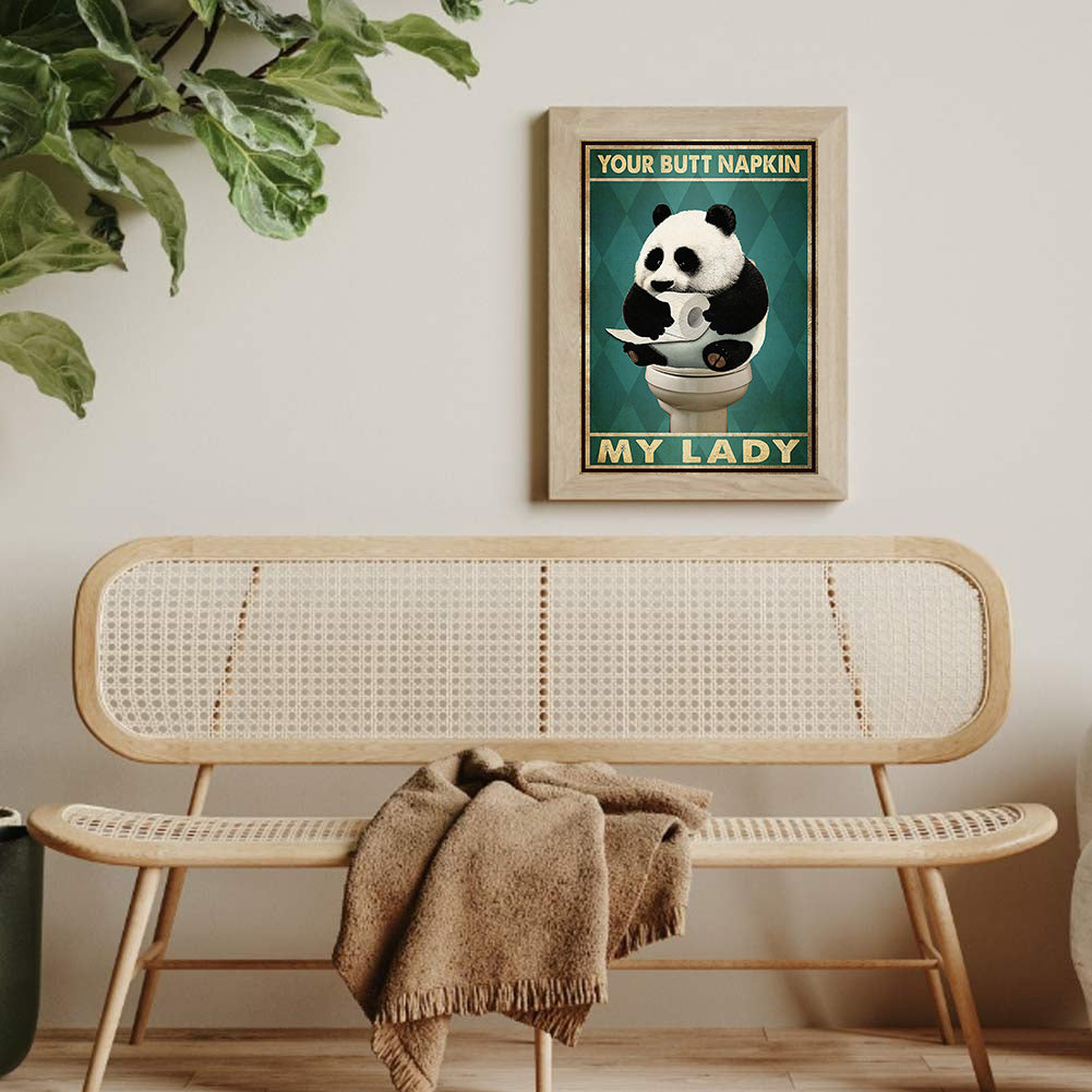 Funny Panda Goes To The Toilet - Full Round Drill Diamond Painting 30*40CM