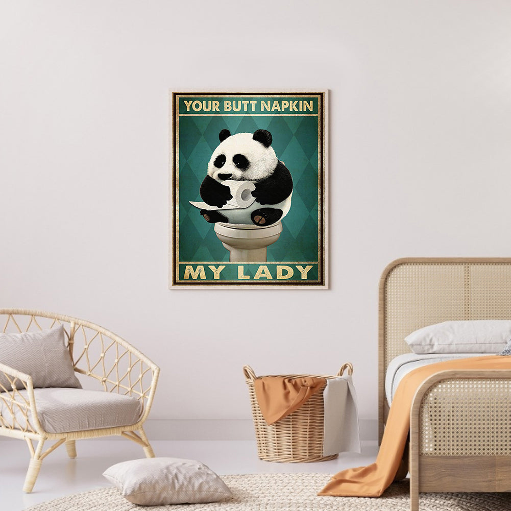 Funny Panda Goes To The Toilet - Full Round Drill Diamond Painting 30*40CM