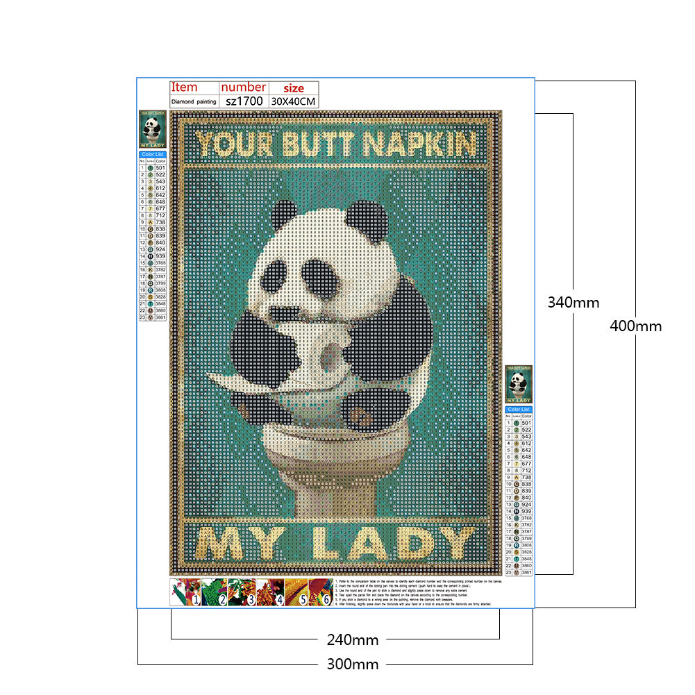 Funny Panda Goes To The Toilet - Full Round Drill Diamond Painting 30*40CM