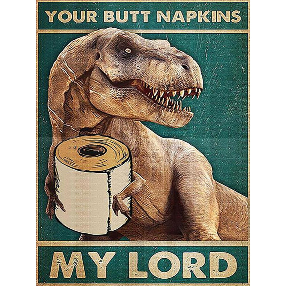 Funny Dinosaurs Go To The Toilet - Full Round Drill Diamond Painting 30*40CM