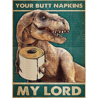 Funny Dinosaurs Go To The Toilet - Full Round Drill Diamond Painting 30*40CM