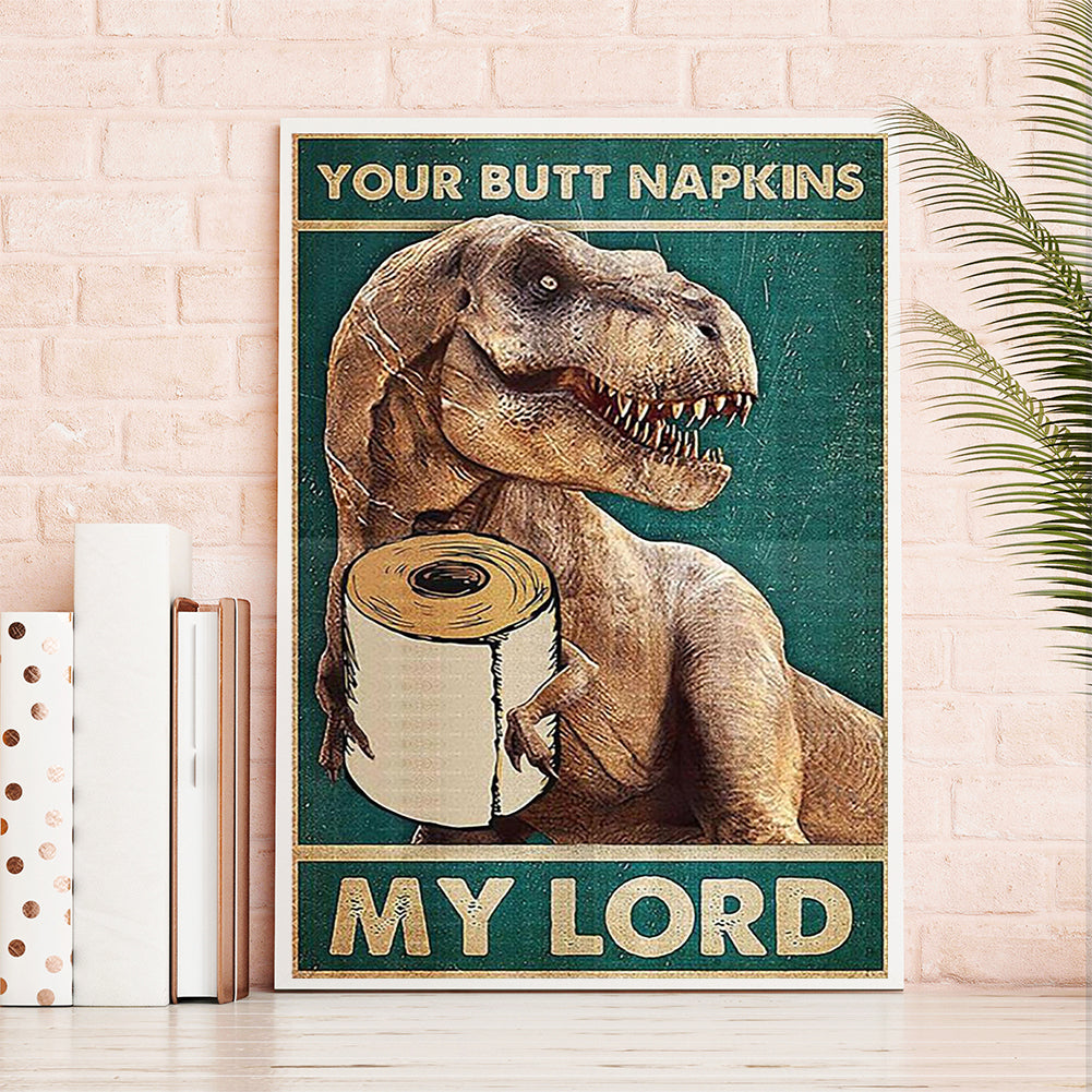 Funny Dinosaurs Go To The Toilet - Full Round Drill Diamond Painting 30*40CM