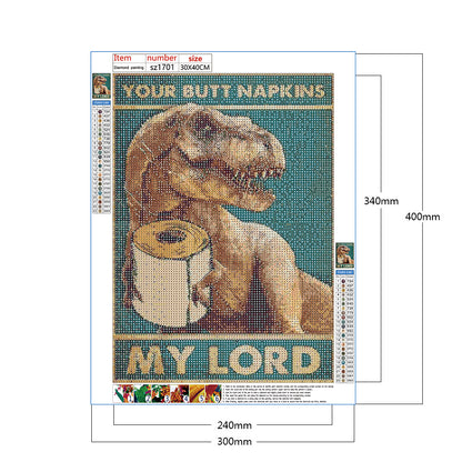 Funny Dinosaurs Go To The Toilet - Full Round Drill Diamond Painting 30*40CM