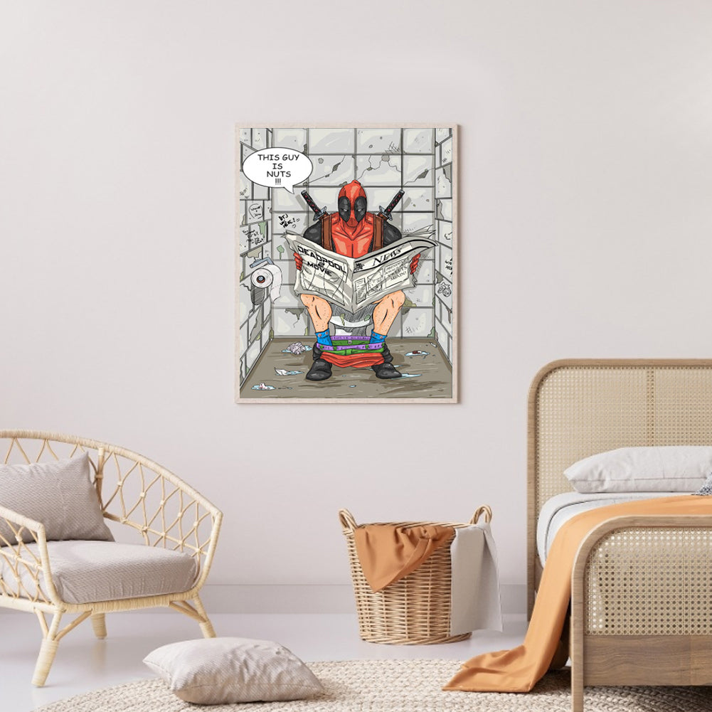 Superhero On Toilet - Full Round Drill Diamond Painting 30*40CM