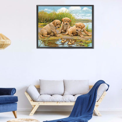 Puppy - Full Round Drill Diamond Painting 40*30CM