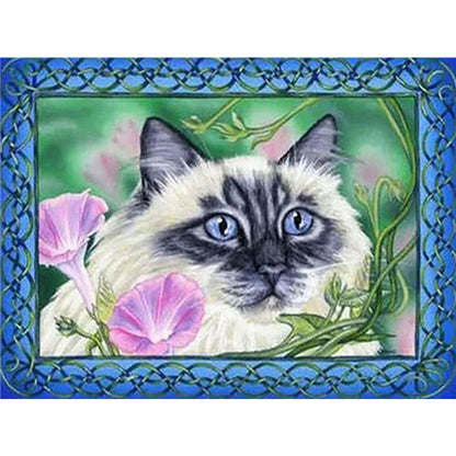 Flower Cat - Full Round Drill Diamond Painting 40*30CM