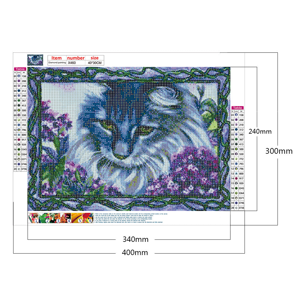 Flower Cat - Full Round Drill Diamond Painting 40*30CM