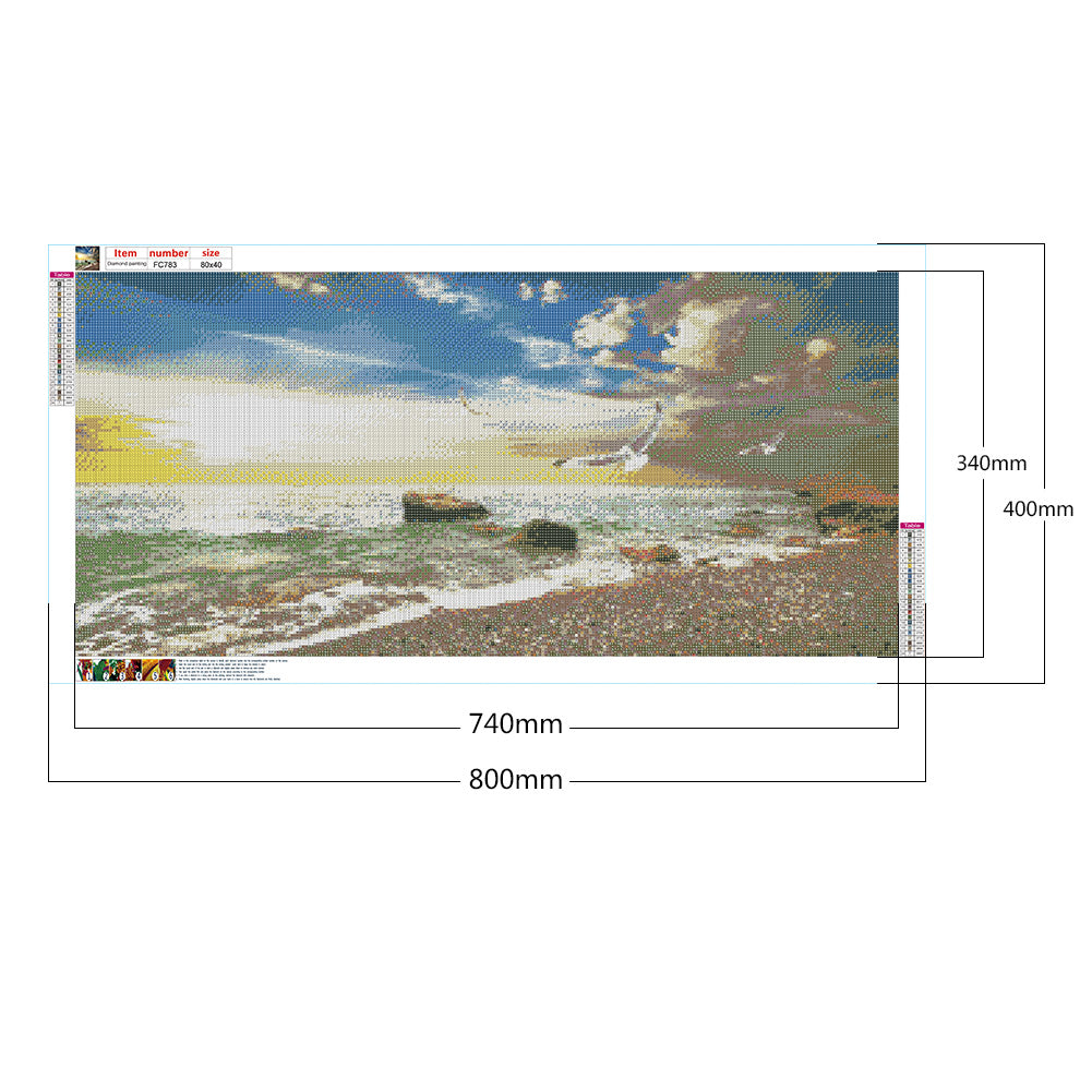 Seaside Rocks - Full Square Drill Diamond Painting 80*40CM