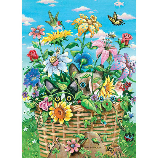 Bamboo Flower Basket Of Flowers - Full Round Drill Diamond Painting 30*40CM