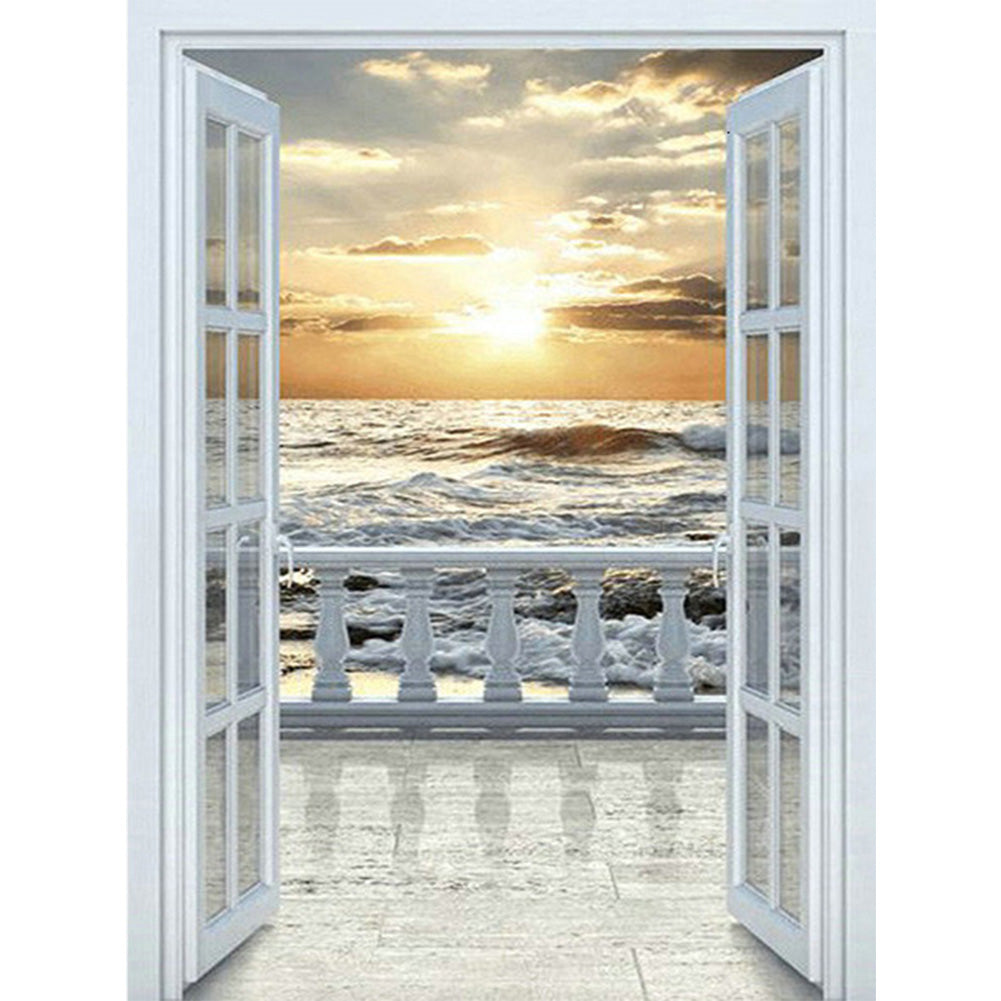 Balcony Sea View - Full Round Drill Diamond Painting 30*40CM