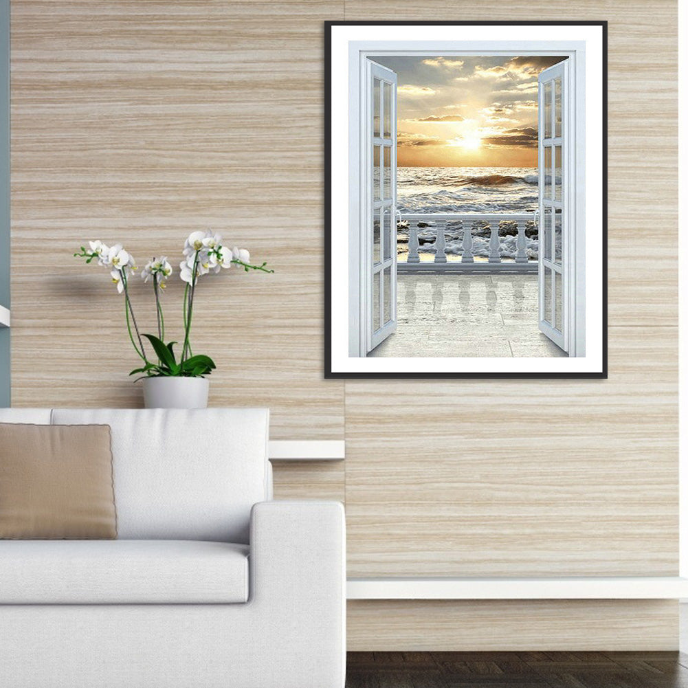 Balcony Sea View - Full Round Drill Diamond Painting 30*40CM
