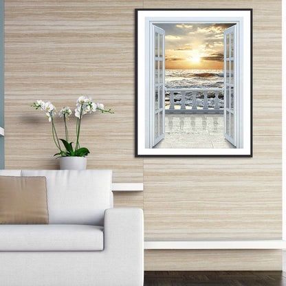 Balcony Sea View - Full Round Drill Diamond Painting 30*40CM