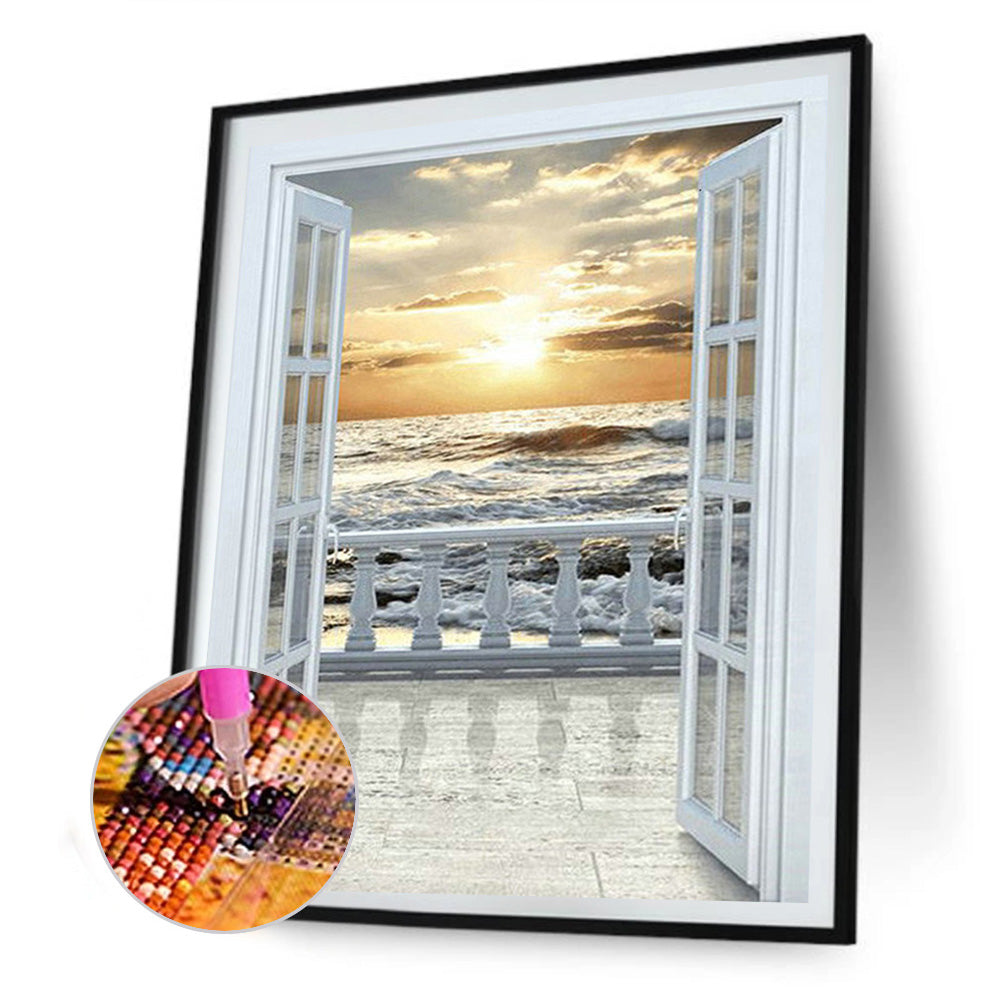 Balcony Sea View - Full Round Drill Diamond Painting 30*40CM