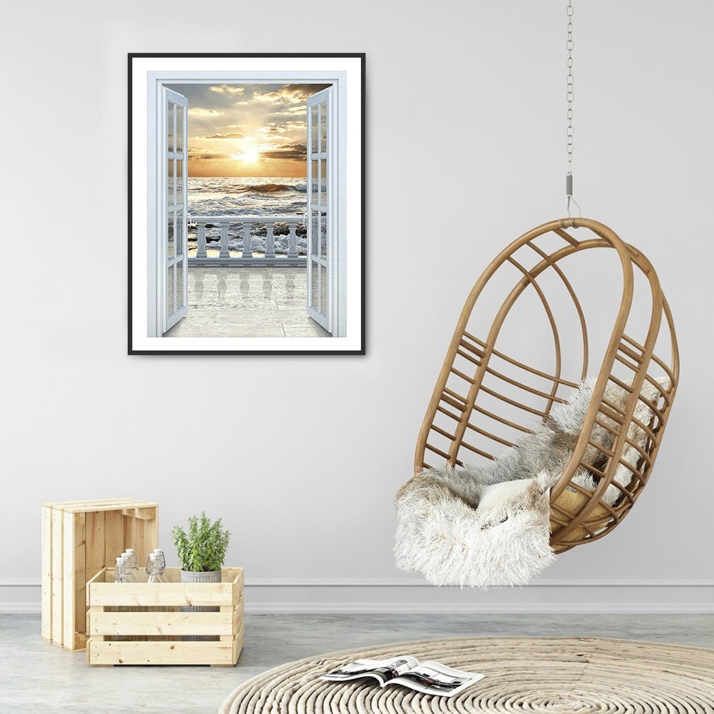 Balcony Sea View - Full Round Drill Diamond Painting 30*40CM