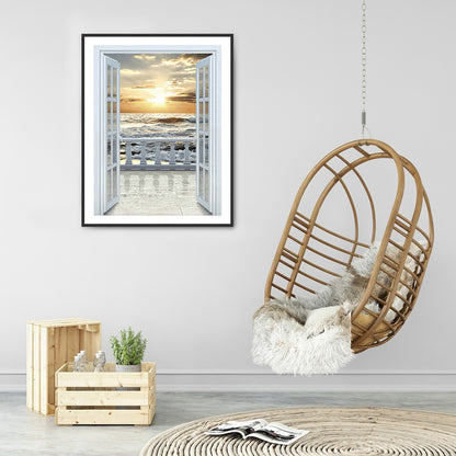 Balcony Sea View - Full Round Drill Diamond Painting 30*40CM