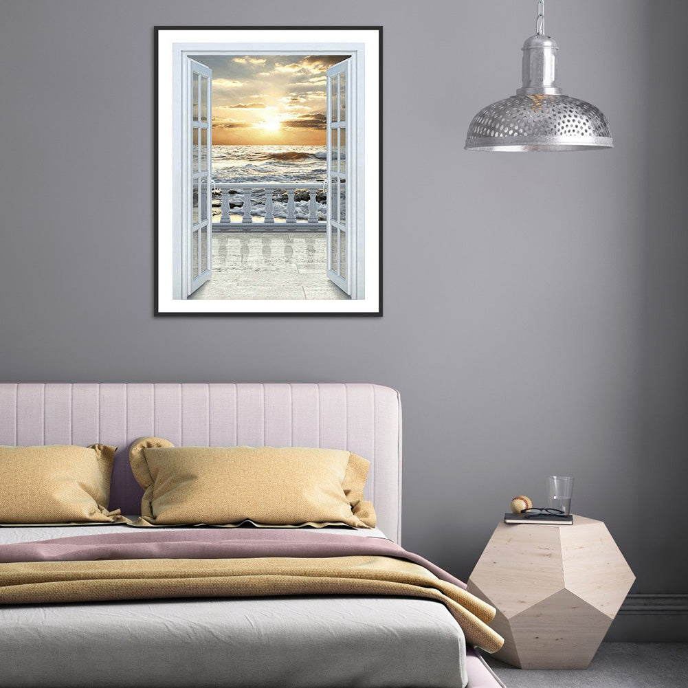 Balcony Sea View - Full Round Drill Diamond Painting 30*40CM