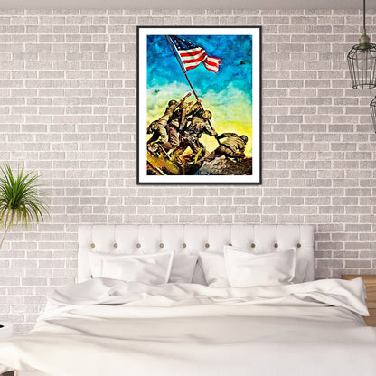 Independence Day Flag Soldier - Full Round Drill Diamond Painting 30*40CM