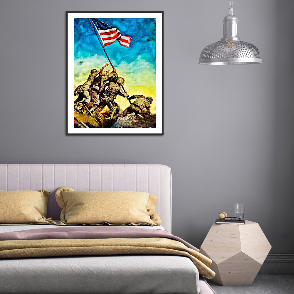 Independence Day Flag Soldier - Full Round Drill Diamond Painting 30*40CM