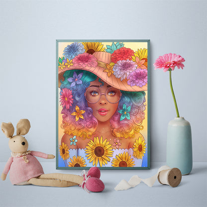 Flower Girl - Full Round Drill Diamond Painting 30*40CM