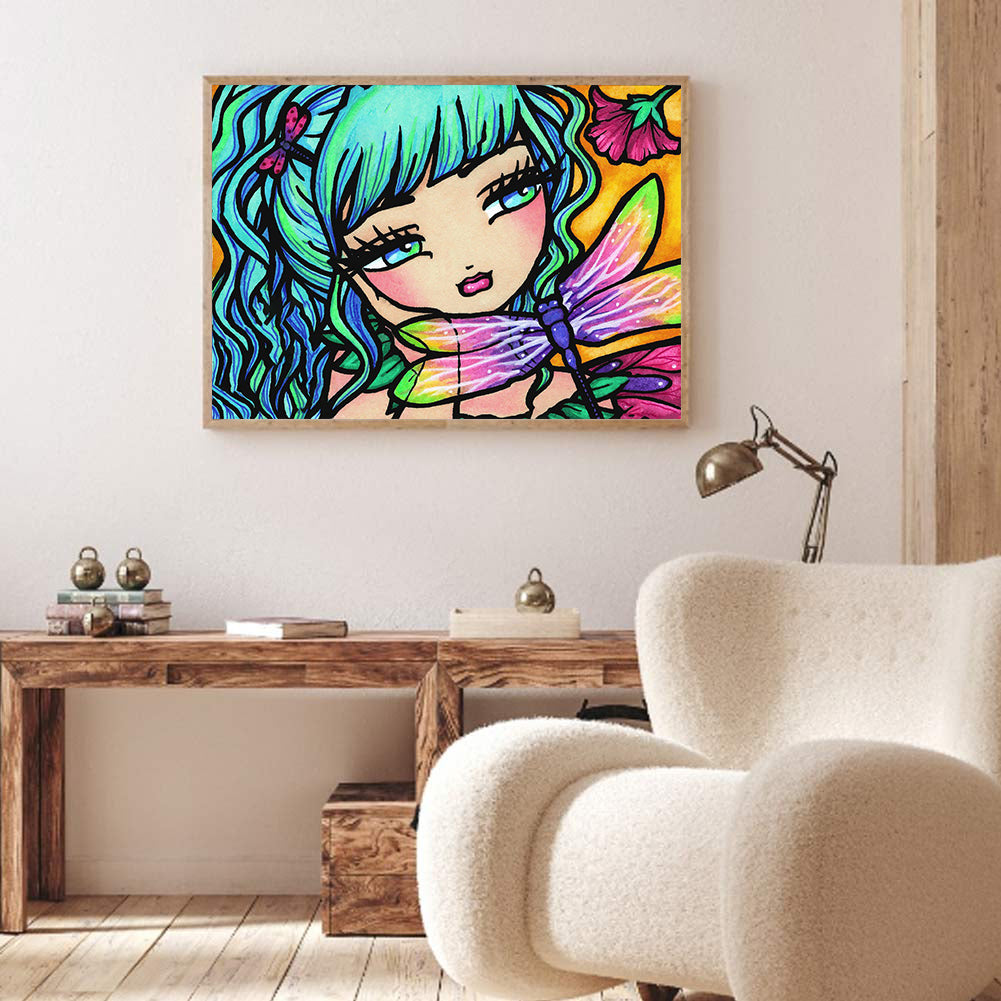 Big Eyes Girl - Full Round Drill Diamond Painting 40*30CM