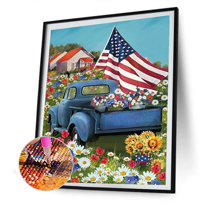 Independence Day Flag Garden - Full Round Drill Diamond Painting 30*40CM