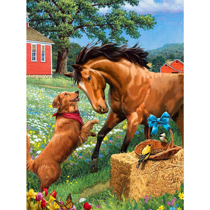 Dog And Horse - Full Round Drill Diamond Painting 30*40CM