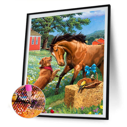 Dog And Horse - Full Round Drill Diamond Painting 30*40CM